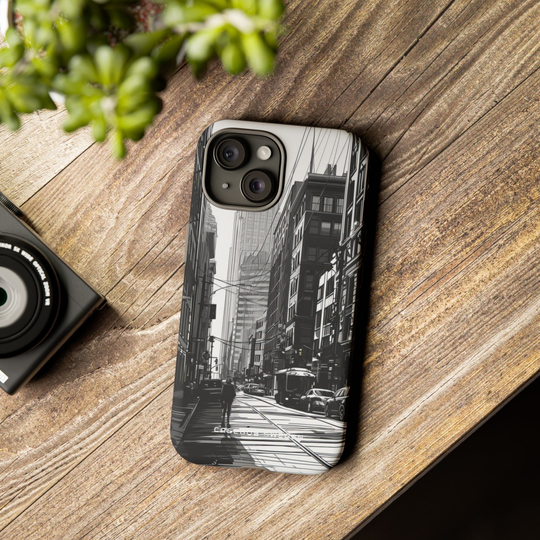 Urban Cityscape Line Perspective iPhone 15 - Tough Phone Case