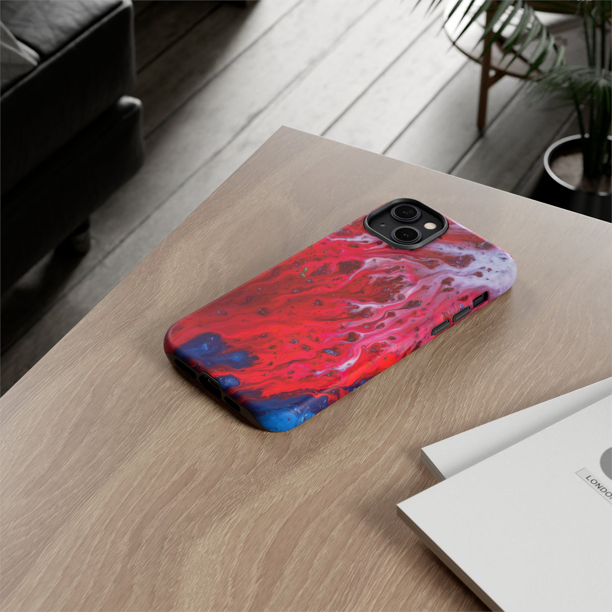 Bright Red Ink Art iPhone Case (Protective) Phone Case