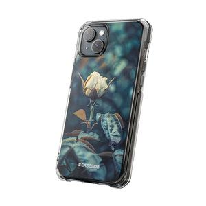 Teal Rosebud Serenade – Handyhülle für iPhone (Clear Impact – Magnetisch)