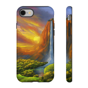 Fantasy Landscape with Waterfall - Protective Phone Case