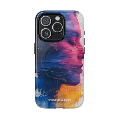 Blue Magenta Portrait - Tough + MagSafe® iPhone 15 Phone Case