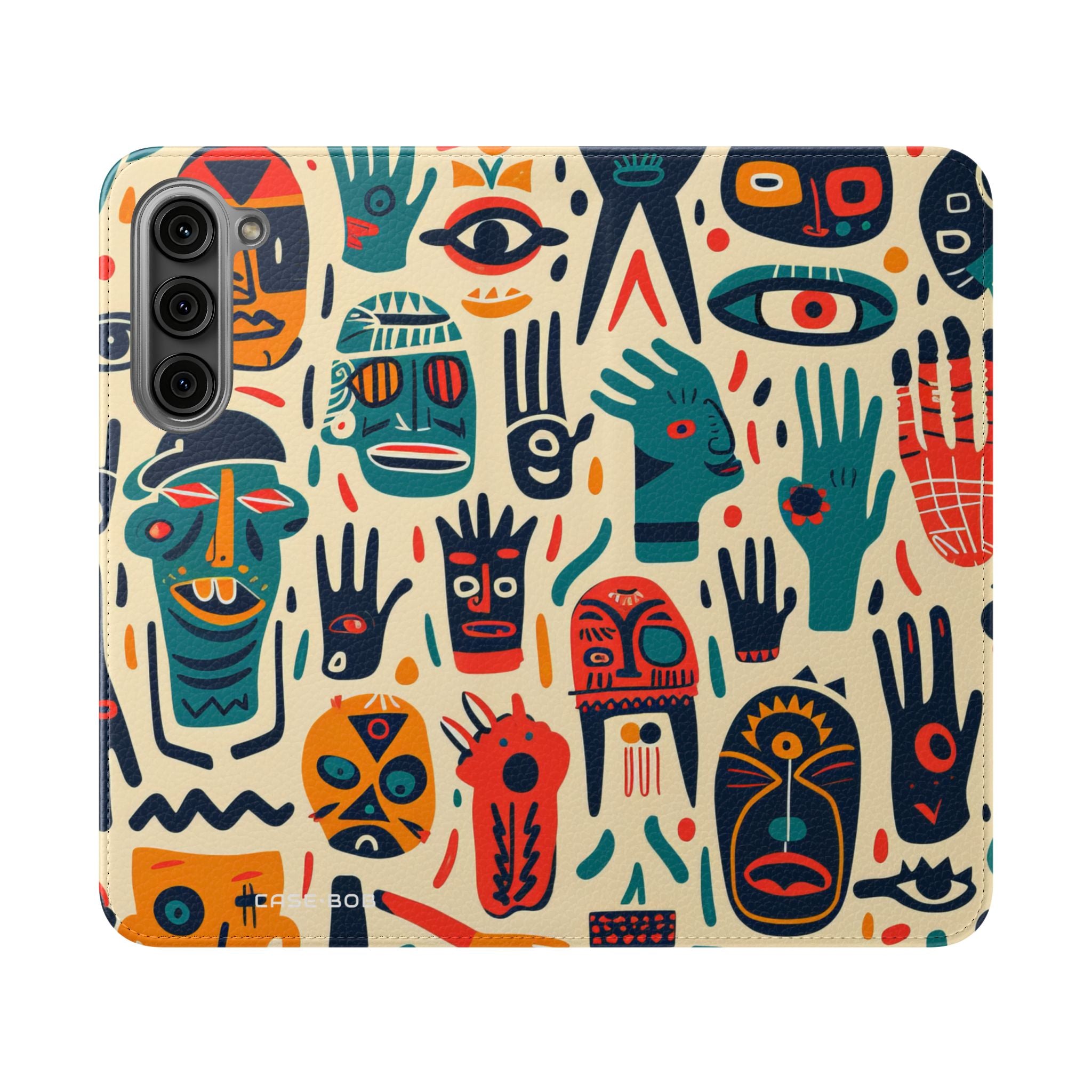 Tribal Faces - Samsung S23+ Case - Lompakkokotelo