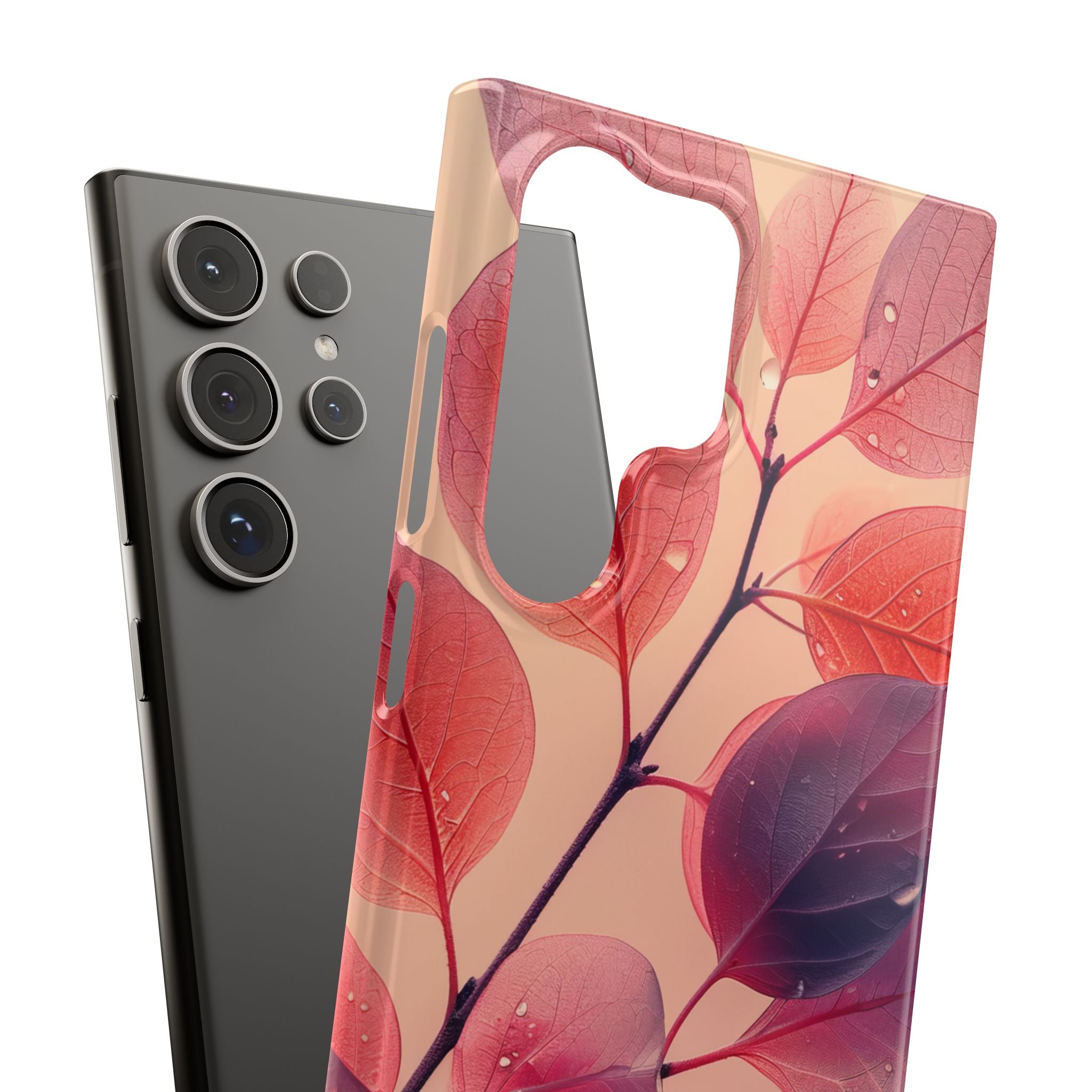 Pink Serenity Leaf Design - Slim Samsung S24 Phone Case