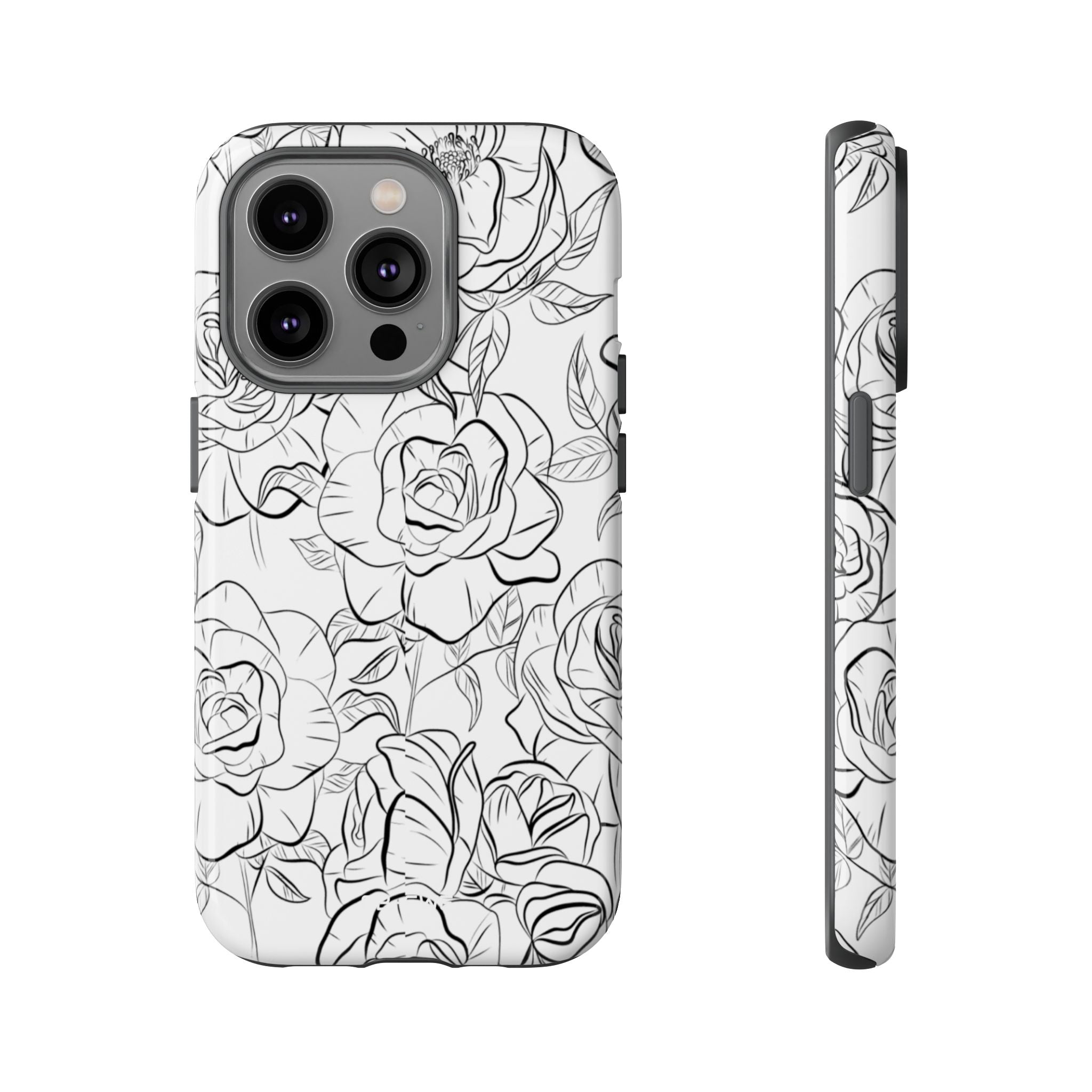 Intricate Rose Sketches - iPhone Case