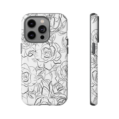 Intricate Rose Sketches - iPhone Case