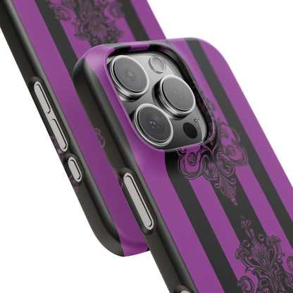 Gothic Elegance with Vertical Stripes and Ornamental Motifs iPhone 16 - Slim Phone Case