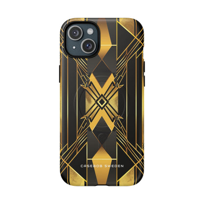 Golden Geometric Elegance iPhone 15 | Tough+ Phone Case