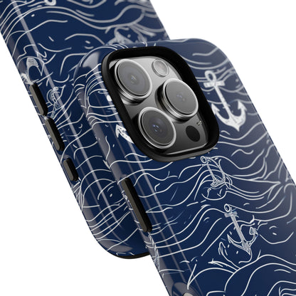 Nautical Whimsy: Anchors and Waves - for iPhone 16