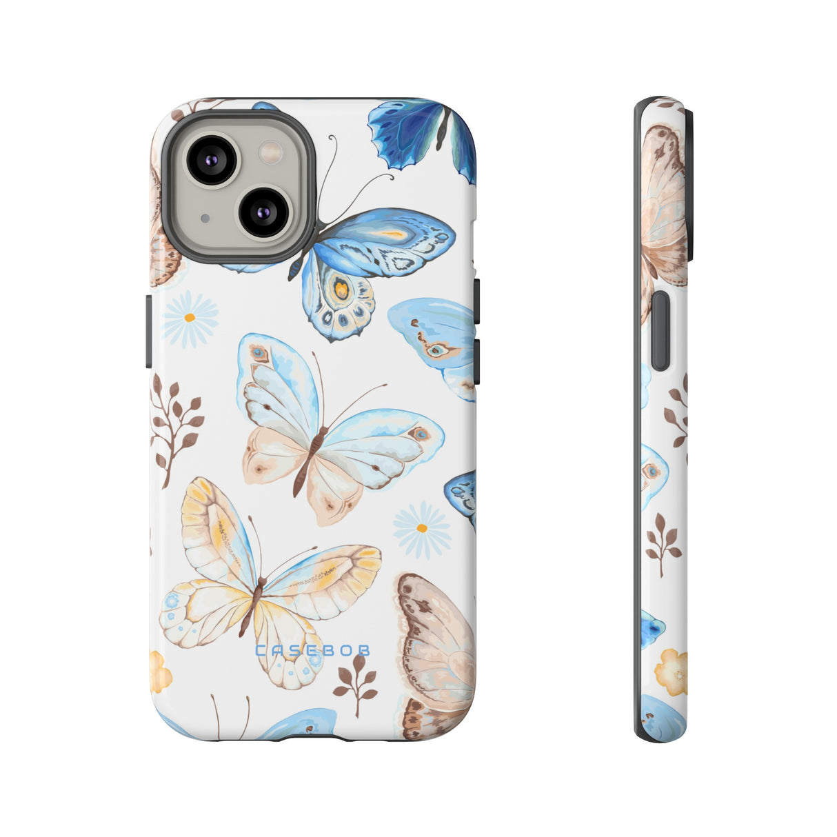 Flying Butterflies, Blue and Yellow iPhone case - Protective Phone Case