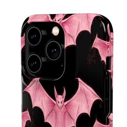 Gothic Pink Bats Aflame iPhone 14 - Slim Phone Case