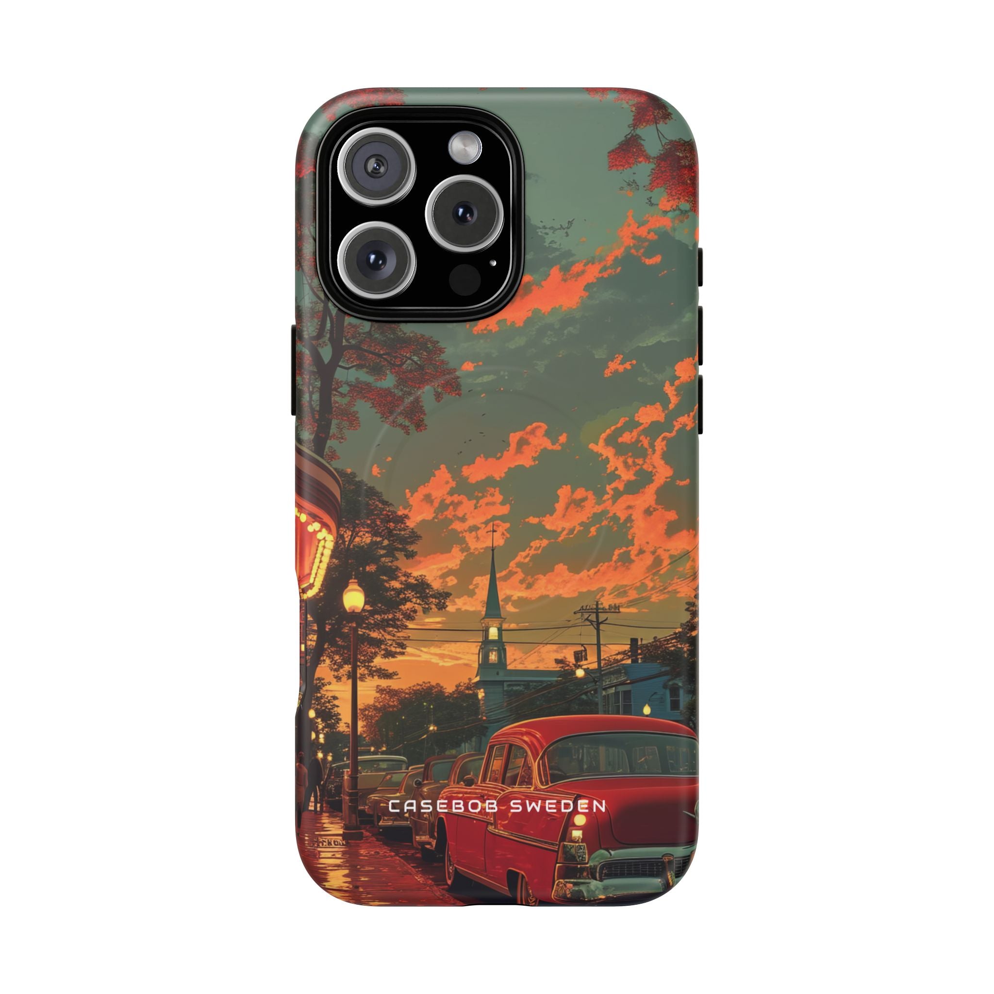 Mid-Century Nostalgia Streetscape iPhone 16 | Tough+ Phone Case