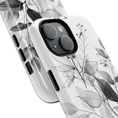 Monochrome Floral Elegance iPhone 15 | Tough+ Phone Case