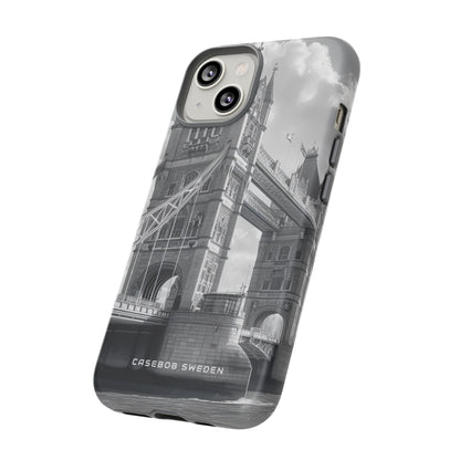 Tower Bridge Monochrome Architecture Study iPhone 14 - Tough Phone Case