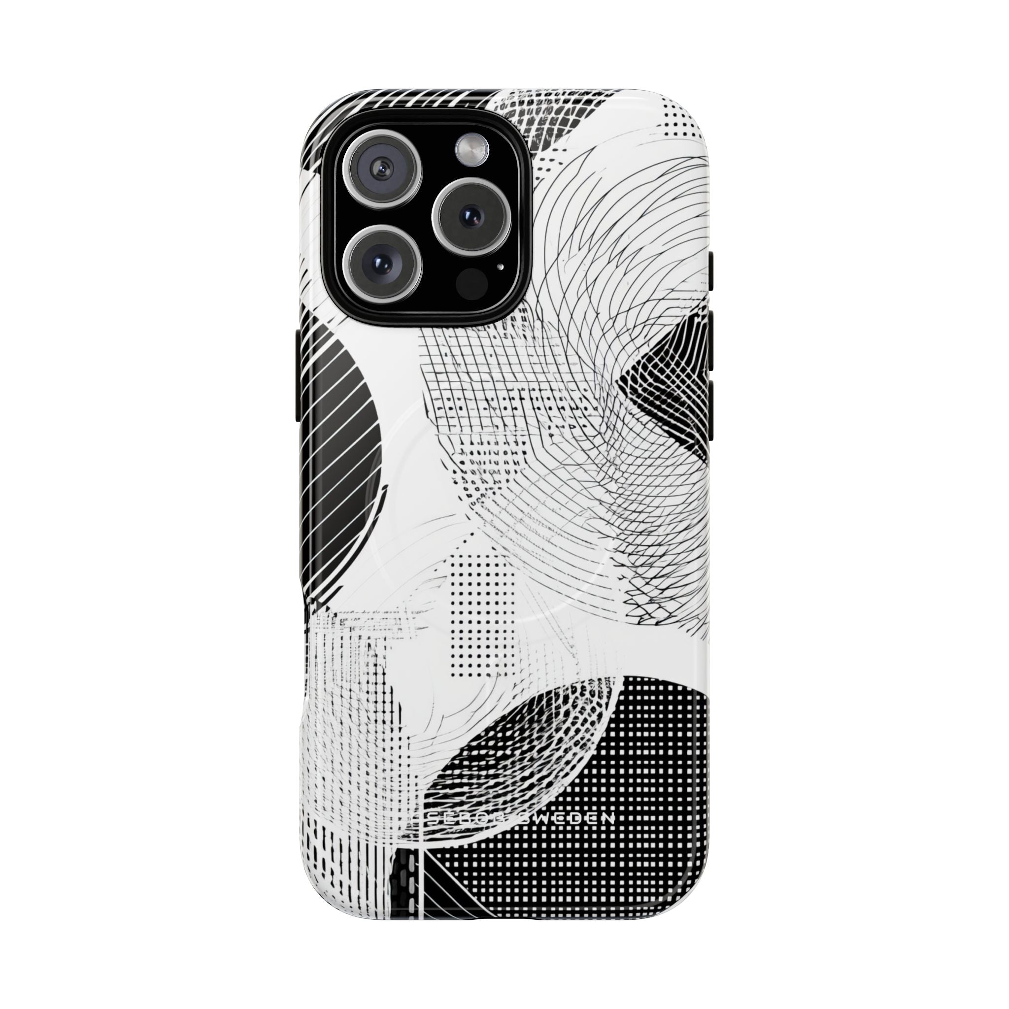 Geometric Monochrome Flow iPhone 16 | Tough+ Phone Case