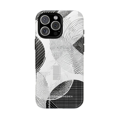 Geometric Monochrome Flow iPhone 16  Tough+ Phone Case