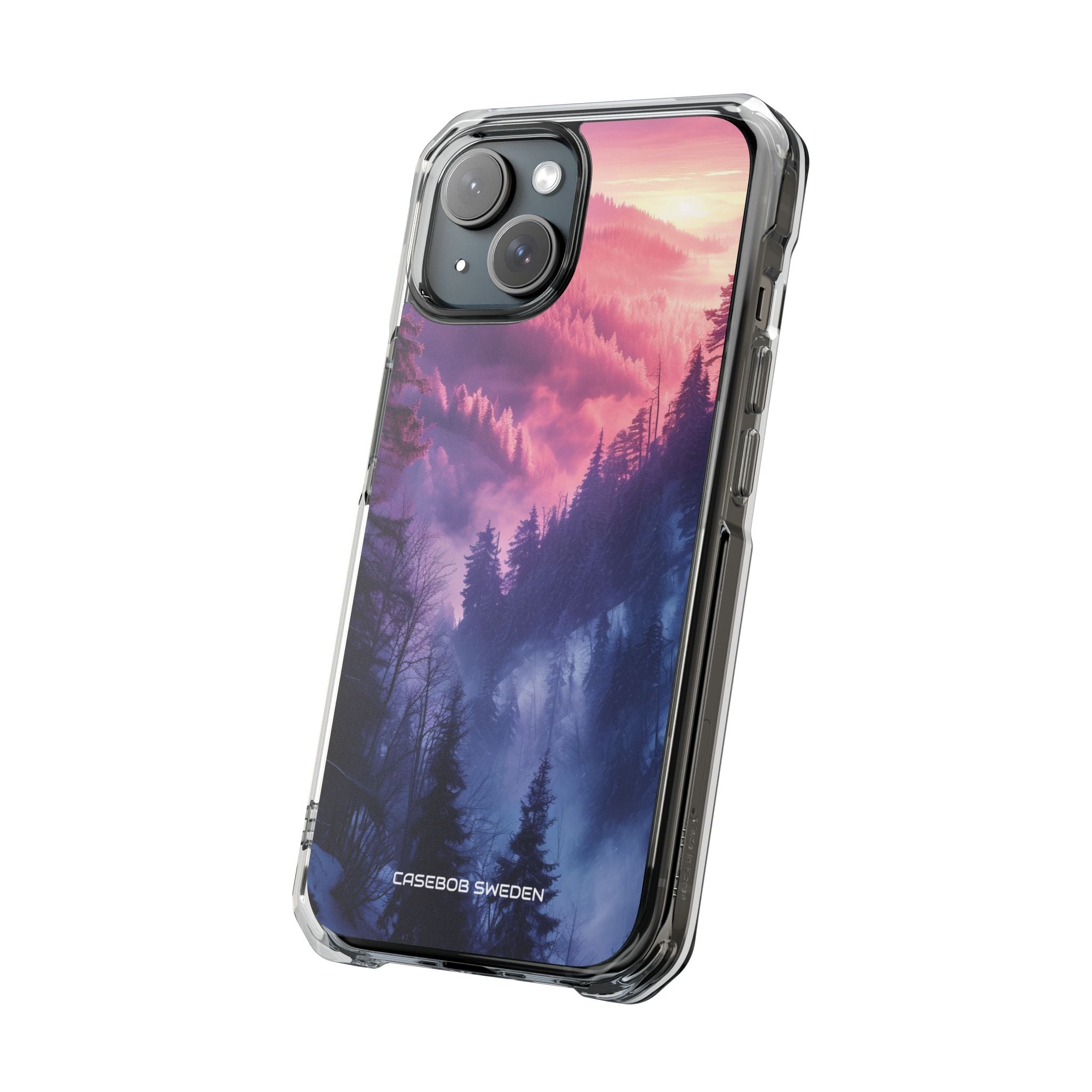 Misty Forest Serenity - Clear Impact iPhone 15 Phone Case