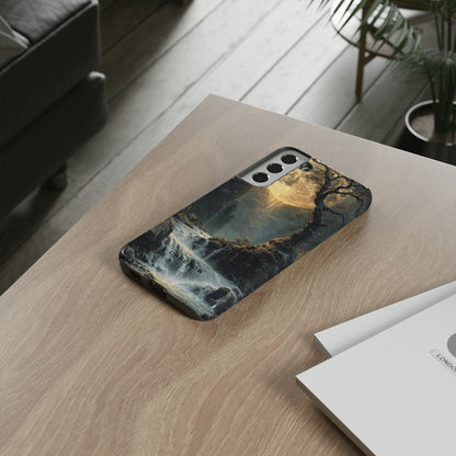 Moonlit Waterfall Silence - Protective Phone Case