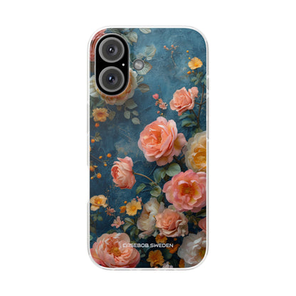 Blue Floral Elegance - Flexi iPhone 16 Phone Case