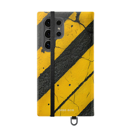 Yellow Stripes Distress - Samsung S24 Ultra Case - Wallet