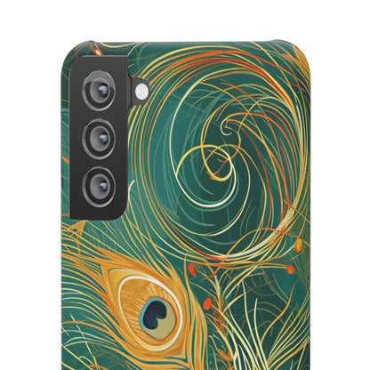 Peacock Elegance in Teal and Gold Samsung S21 - Slim Phone Case