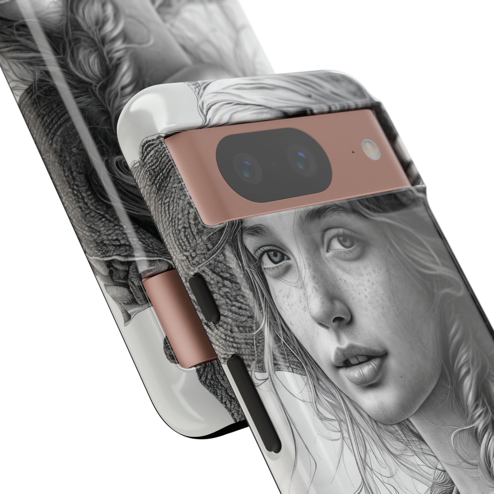 Serene Sketch Portrait - Phone Case for Google Pixel