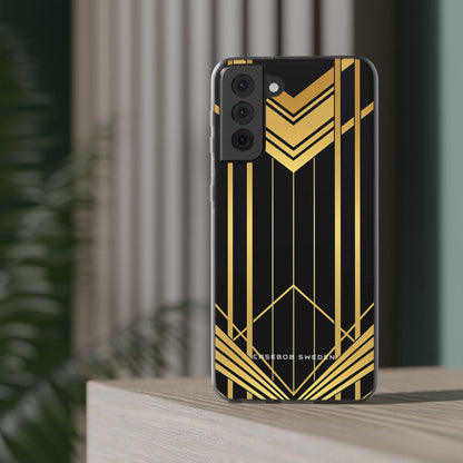 "Golden Art Deco Symmetry in Geometric Elegance" Samsung S21 - Flexi Phone Case