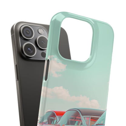 Vintage Turquoise Cars - Slim iPhone 15 Phone Case