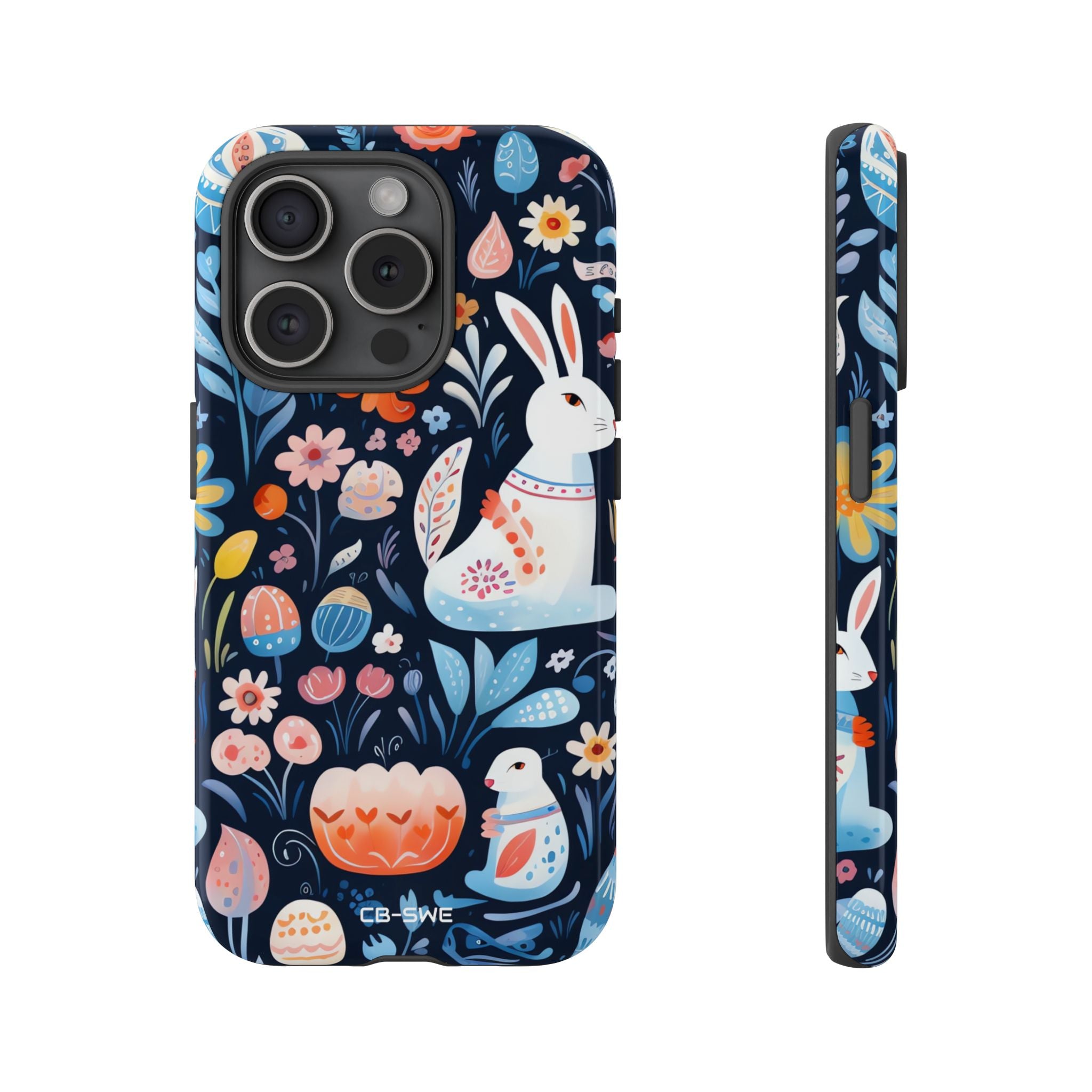 Bunnies Play Among Flowers - iPhone Case