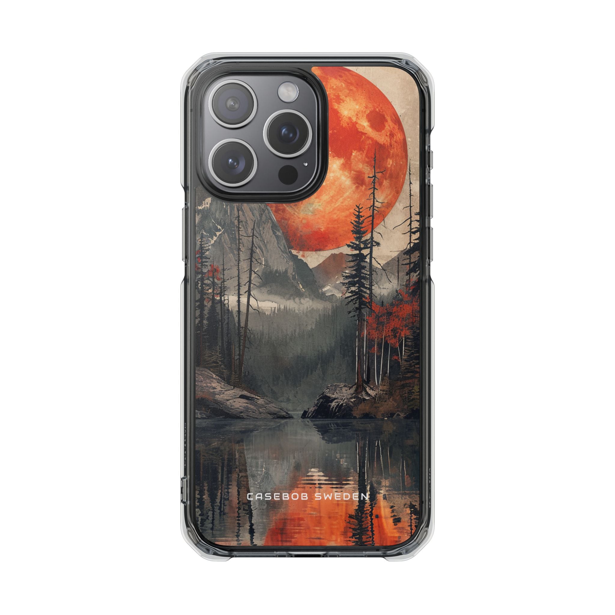 Celestial Glow Over Reflective Landscape iPhone 15 - Clear Impact Phone Case