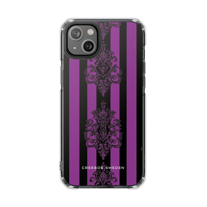 Gothic Elegance with Vertical Stripes and Ornamental Motifs iPhone 14 - Clear Impact Phone Case