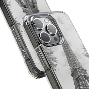 Parisian Monochrome Majesty - Phone Case for iPhone (Clear Impact - Magnetic)