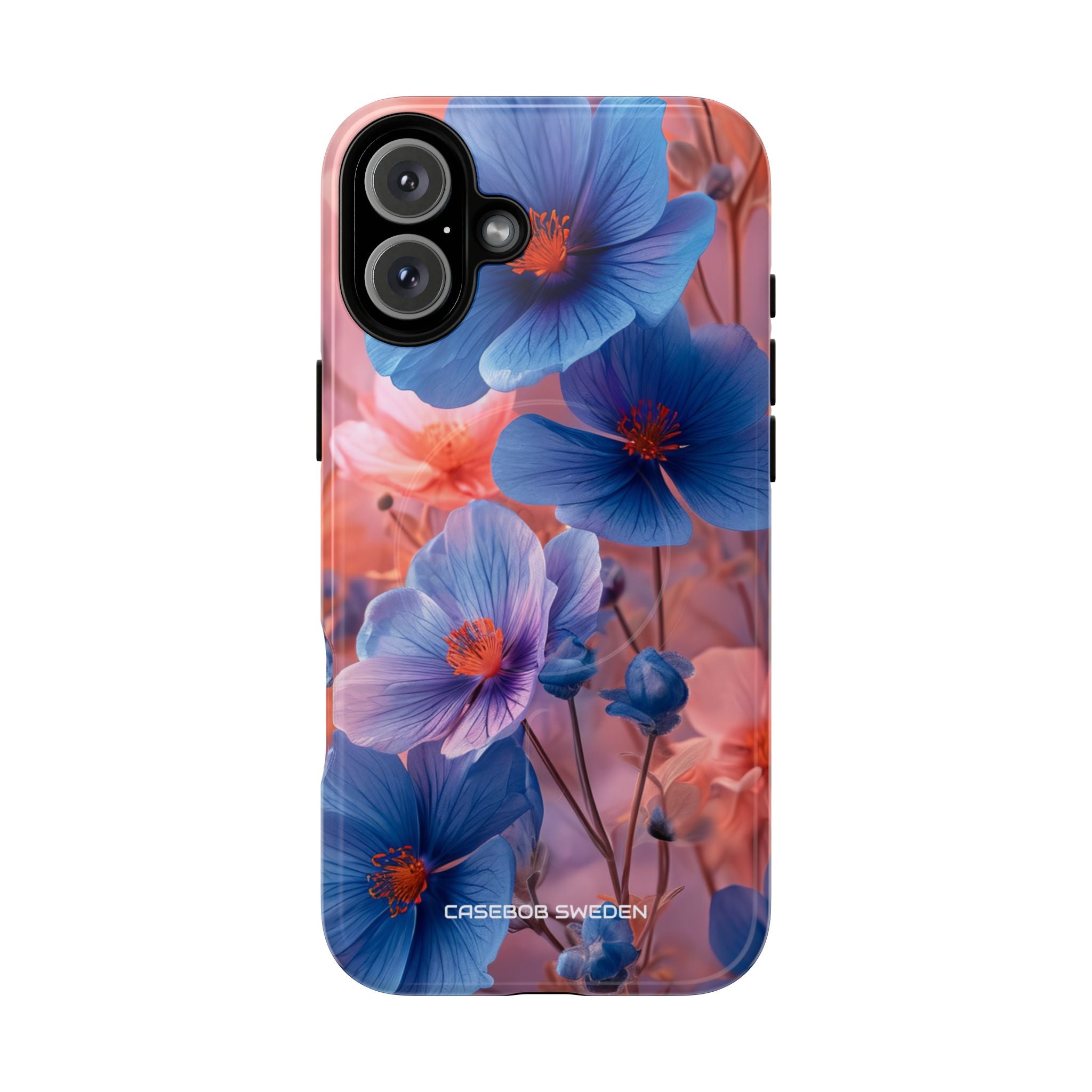 Blue Peach Blossoms - Tough + MagSafe® iPhone 16 Phone Case