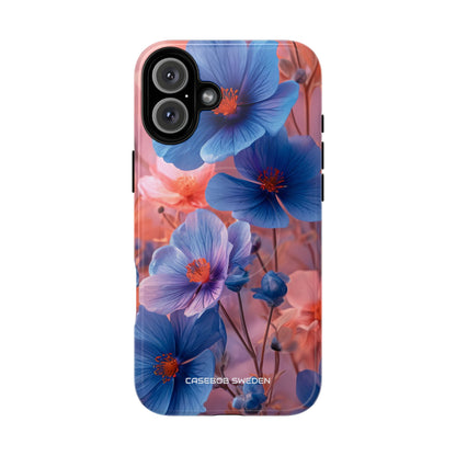 Blue Peach Blossoms - Tough + MagSafe® iPhone 16 Phone Case