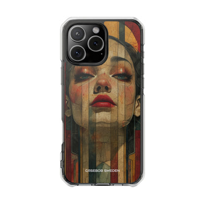 Bold Art Deco Portrait - Clear Impact iPhone 16 Phone Case