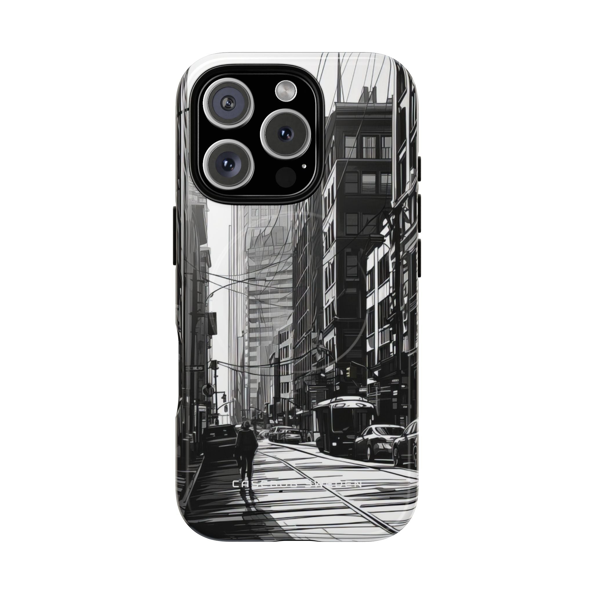 Urban Cityscape Line Perspective iPhone 16  Tough+ Phone Case