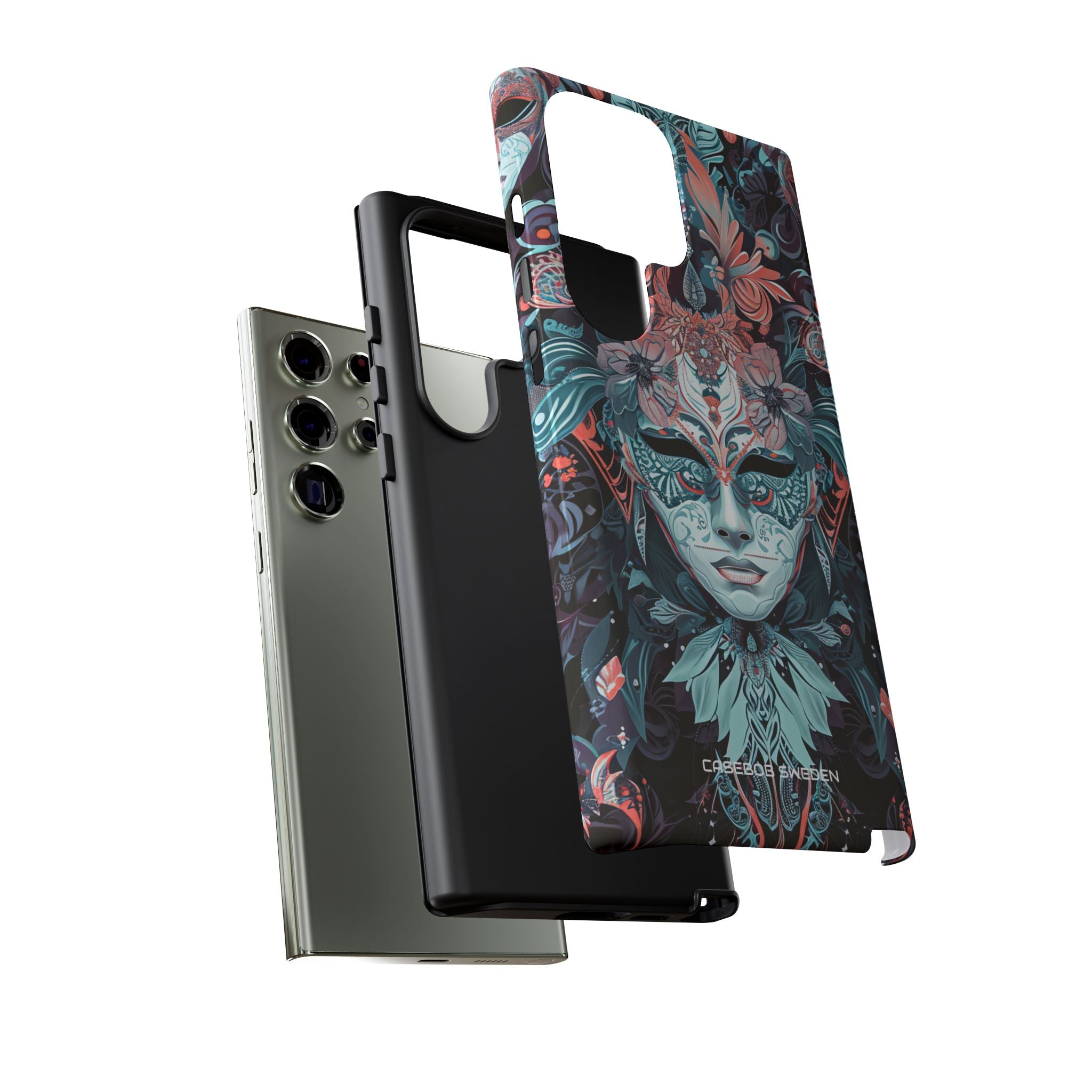 Mystic Teal Coral Mask - Tough Samsung S23 Phone Case