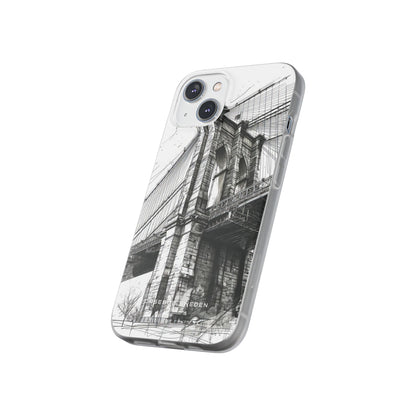 Suspension Bridge Line Art Illustration iPhone 14 - Flexi Phone Case