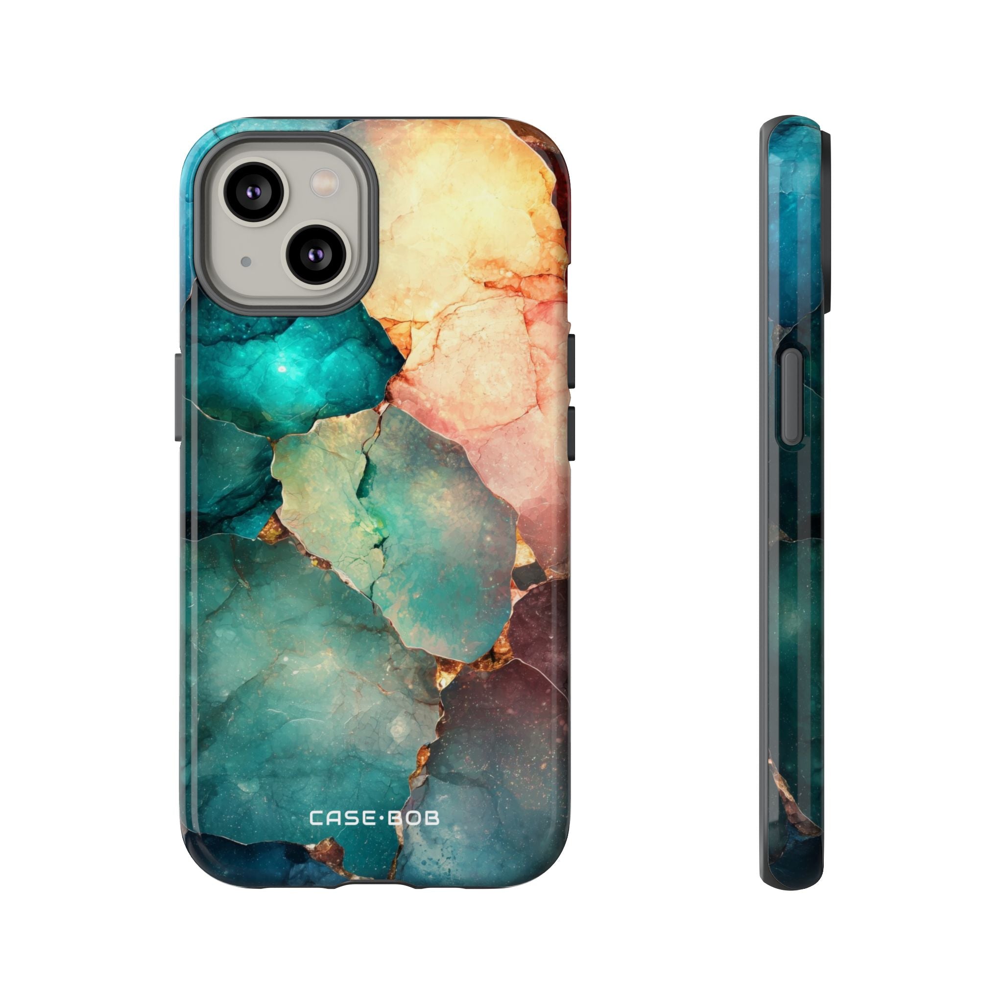 Teal Mosaic Veins iPhone 14 Case - Tough