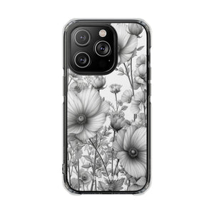 Monochrome Flora – Handyhülle für iPhone (Clear Impact – Magnetisch)