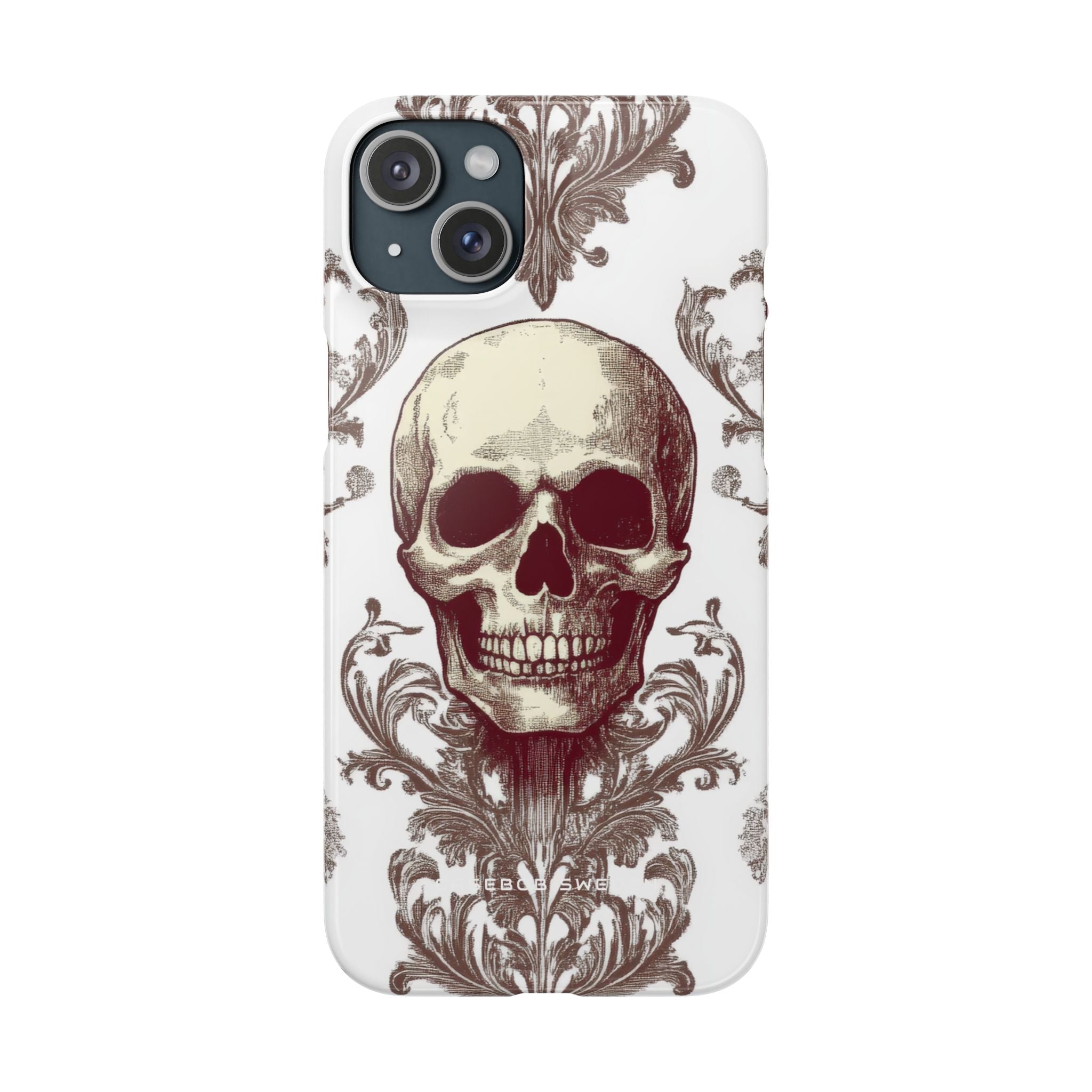 Gothic Skulls and Ornate Foliage iPhone 15 - Slim Phone Case