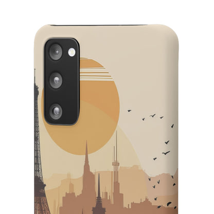 Eiffel Tower Silhouette with Birds and Sun Reflection Samsung S20 - Slim Phone Case