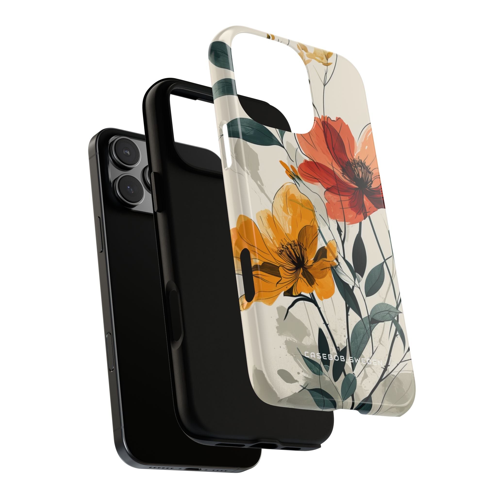 Elegant Floral Harmony iPhone 16 - Tough Phone Case