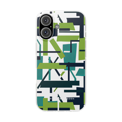 Green Geometry Glide iPhone 16 - Flexi Phone Case