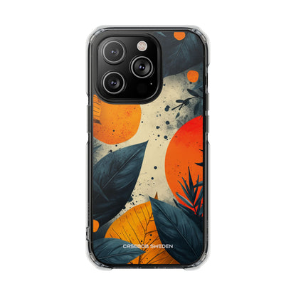 Tropical Blue Leaves - Clear Impact iPhone 14 Phone Case