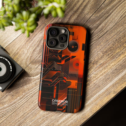 Orange Circuit Dreams iPhone 15 - Tough