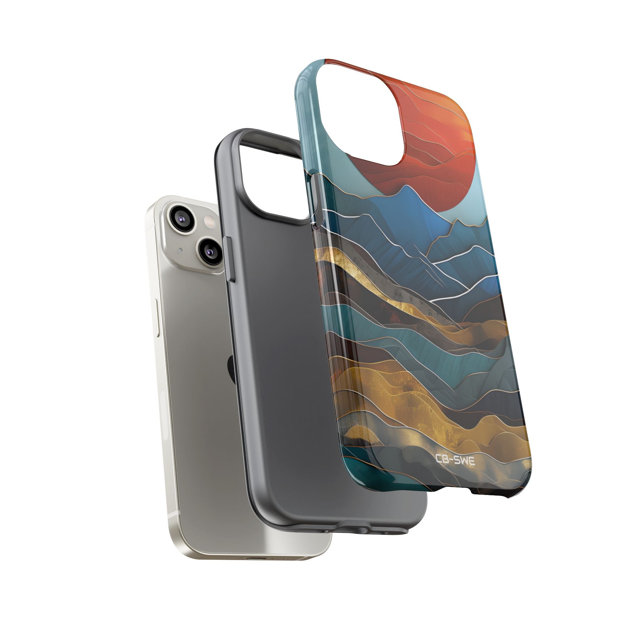 Sunset Geometry Waves - iPhone Case