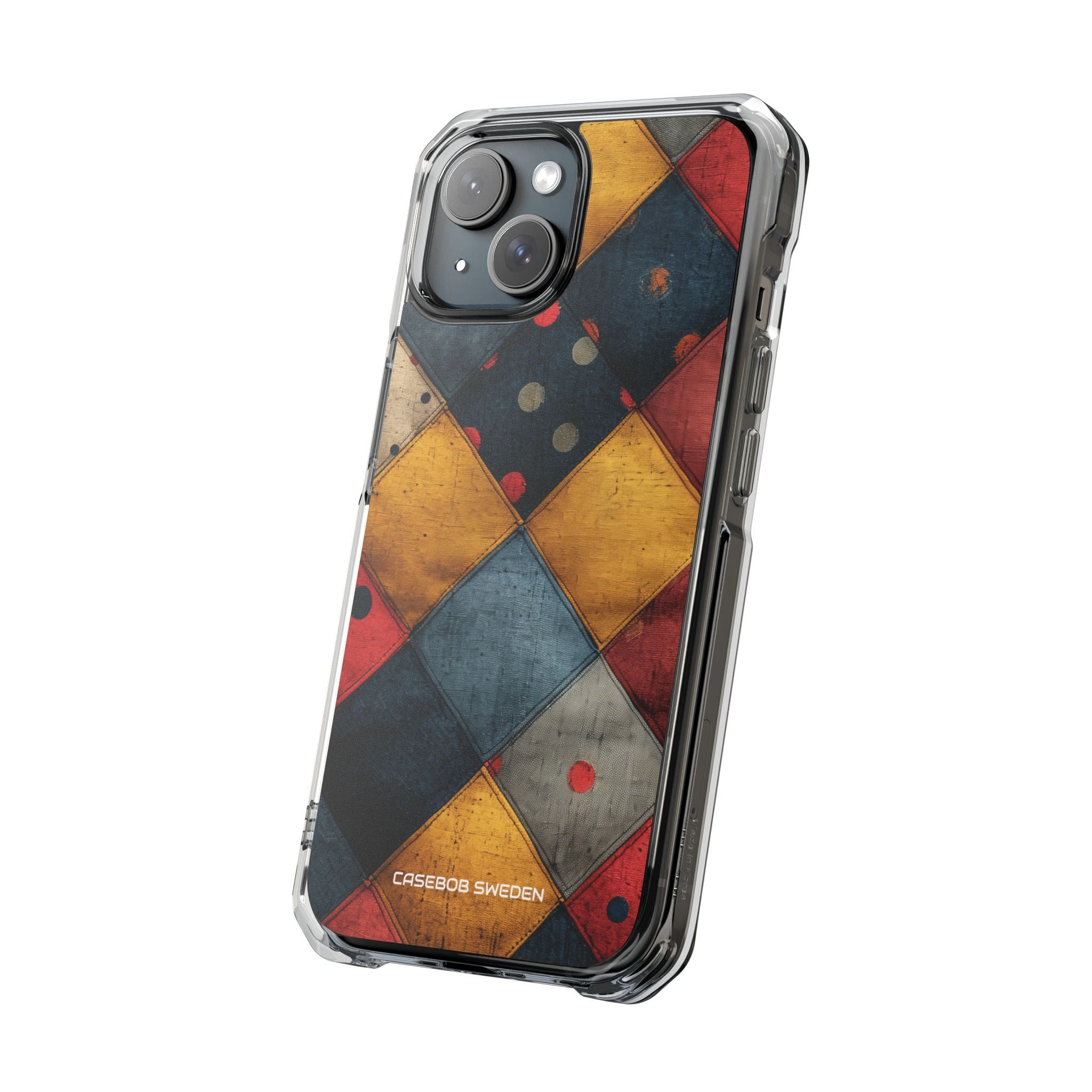 Blue Red Patchwork - Clear Impact iPhone 15 Phone Case