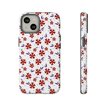 Red Flower Pattern - Protective Phone Case