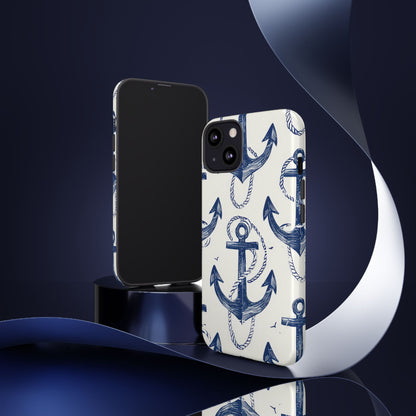 Navy Anchor Tapestry iPhone 13 - Tough
