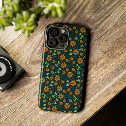 Green Flower Pattern - Protective Phone Case